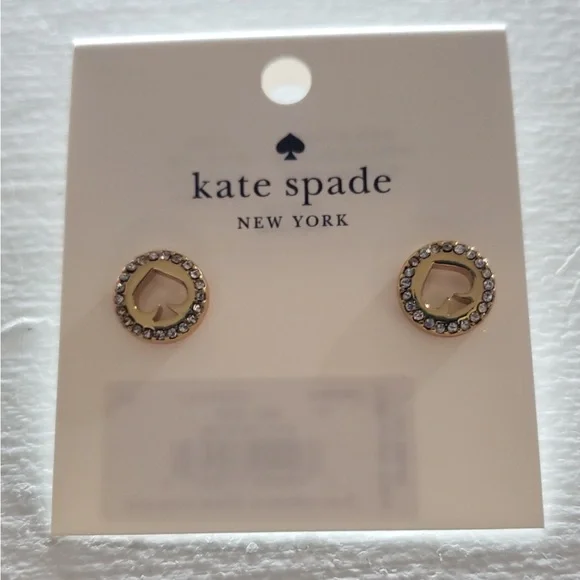 Kate Spade Gold Stud Earrings with Pink Pouch - Picture 5 of 6